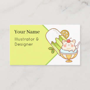 Kawaii Ice Cream Hamster - Summer Sorbet & Cute Ch Business Card