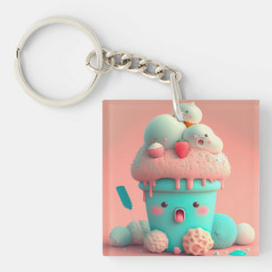 Kawaii  ice cream            key ring