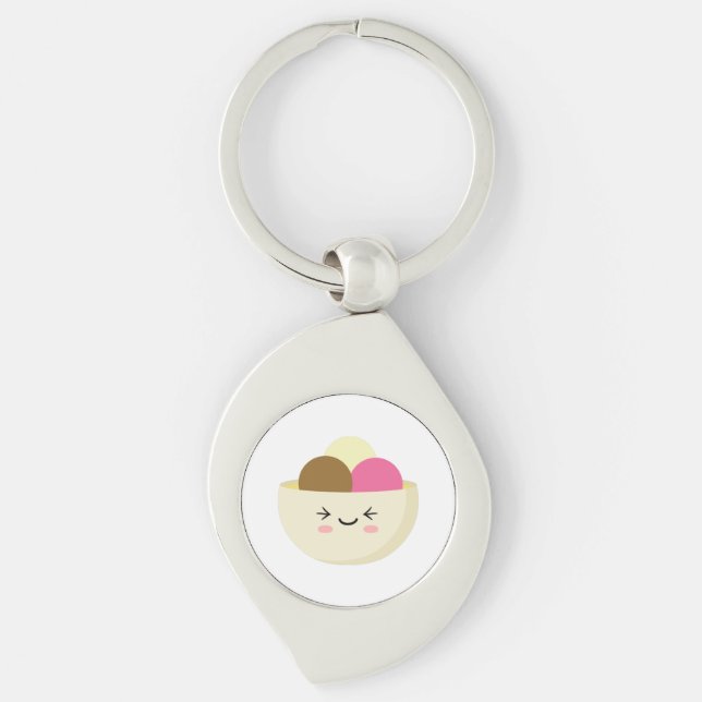 Kawaii Ice Cream Key Ring (Front)
