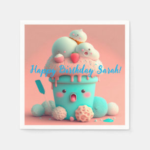 Kawaii ice cream napkin