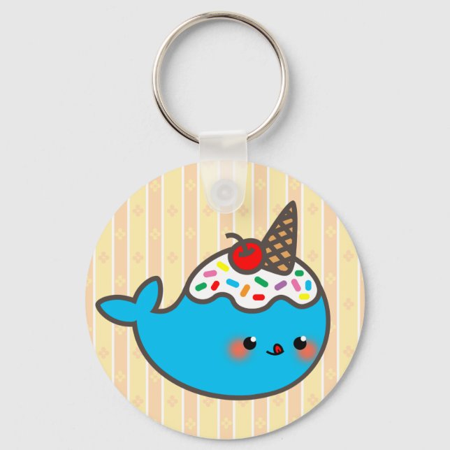Kawaii Ice Cream Narwhal Key Ring (Front)