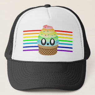 KAWAII ICE CREAM RAINBOW CONE DELICIOUS FABULOUS TRUCKER HAT