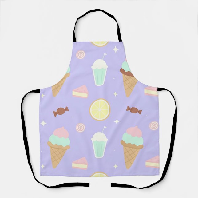Kawaii Ice Cream Sweets Pattern Apron (Front)
