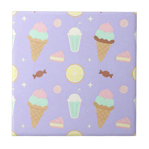 Kawaii Ice Cream Sweets Pattern Ceramic Tile