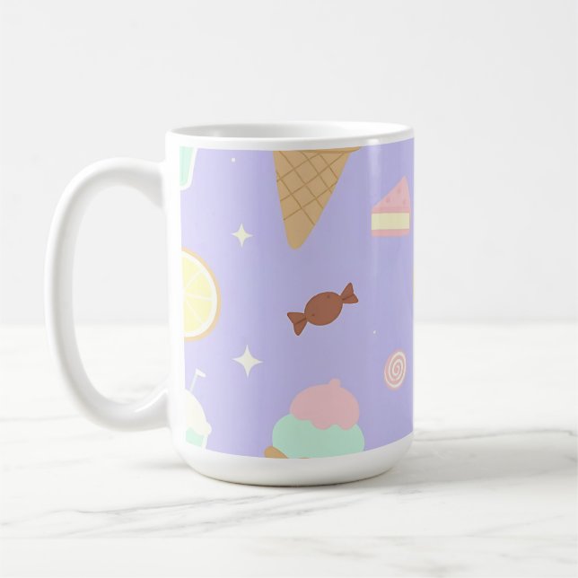 Kawaii Ice Cream Sweets Pattern Coffee Mug (Left)
