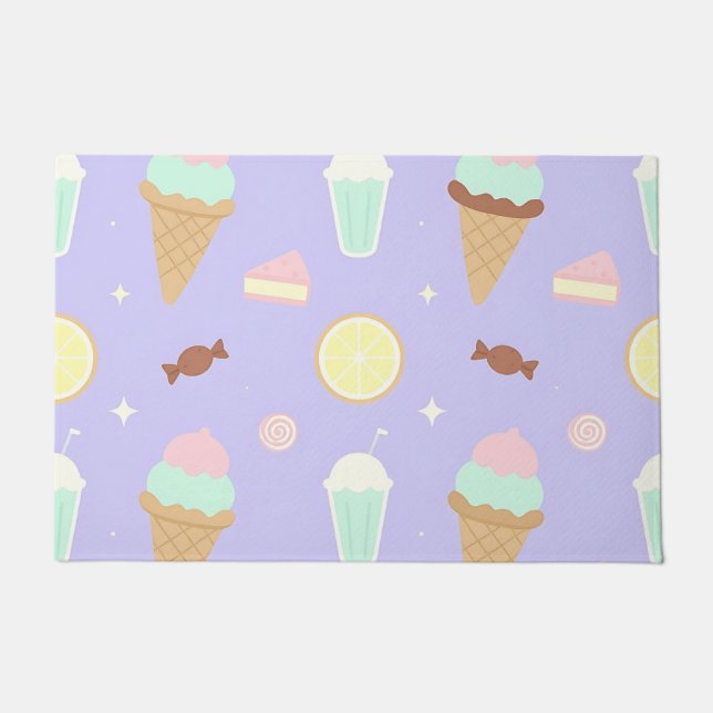 Kawaii Ice Cream Sweets Pattern Doormat (Front)