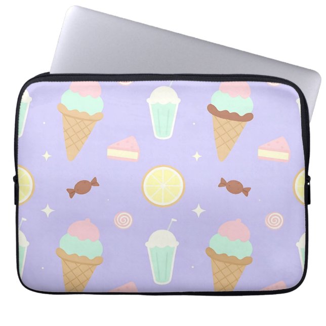 Kawaii Ice Cream Sweets Pattern Laptop Sleeve (Front)