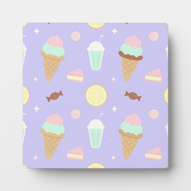 Kawaii Ice Cream Sweets Pattern Plaque (Front)