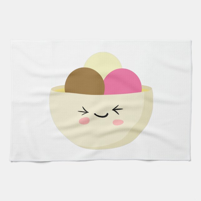 Kawaii Ice Cream Tea Towel (Horizontal)