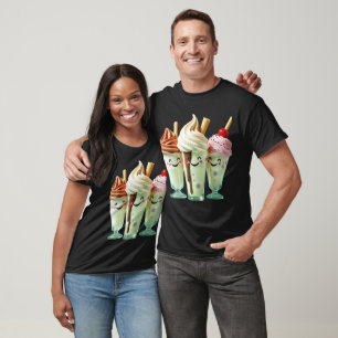 Kawaii Ice Cream Trio Cute Dessert Characters T-Shirt