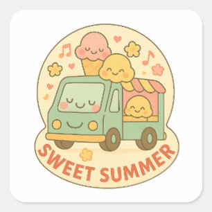 Kawaii Ice Cream Truck Sweet Summer Sticker 