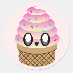 kawaii ice cream tutti frutti sprinkles classic round sticker