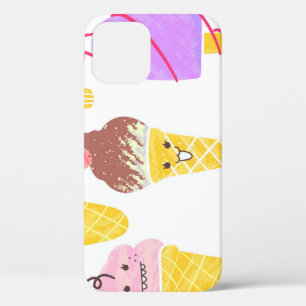 Kawaii ice creams, cute, seamless pattern. iPhone 12 case