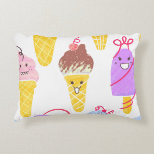 Kawaii ice creams, cute, seamless pattern. decorative cushion