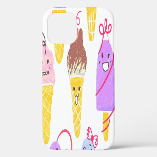 Kawaii ice creams, cute, seamless pattern. iPhone 12 case