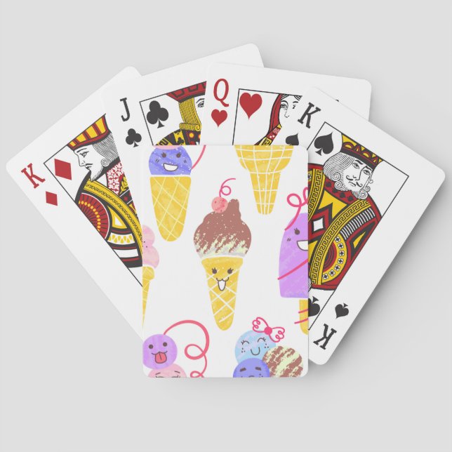 Kawaii ice creams, cute, seamless pattern. playing cards (Back)