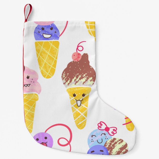 Kawaii ice creams, cute, seamless pattern. small christmas stocking (Front)