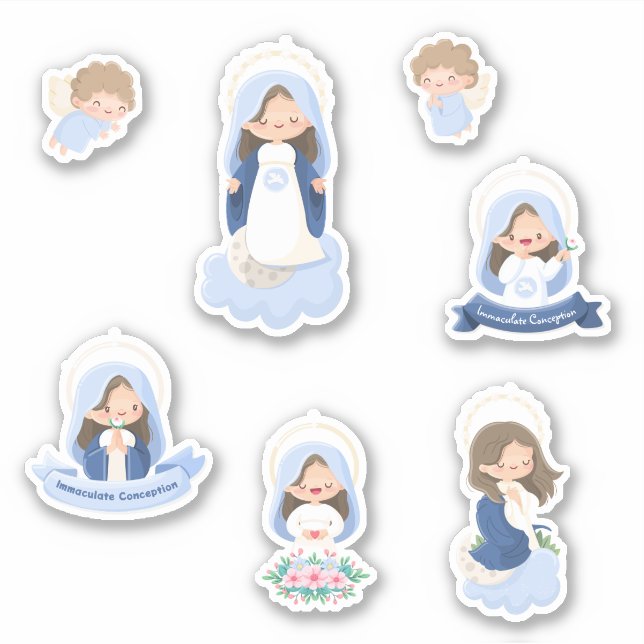 Kawaii Immaculate Conception sticker sheet (Front)