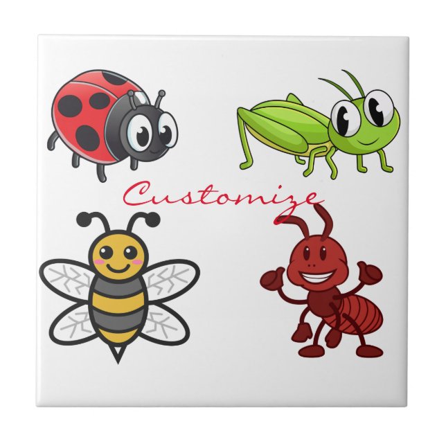Kawaii Insects Thunder_Cove Ceramic Tile (Front)