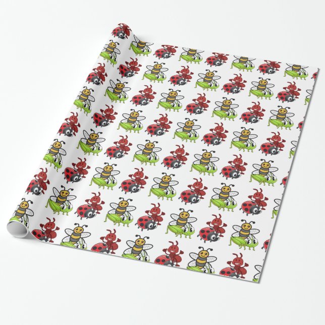 Kawaii Insects Thunder_Cove Wrapping Paper (Unrolled)