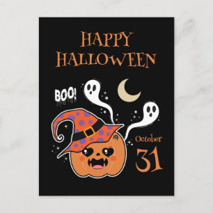 Kawaii Jack O' Lantern Creepy Cute  Postcard