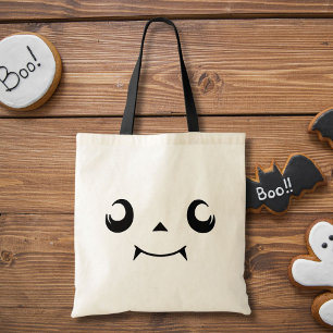 Kawaii Jack "O' Lantern Pumpkin Face With Fangs Tote Bag