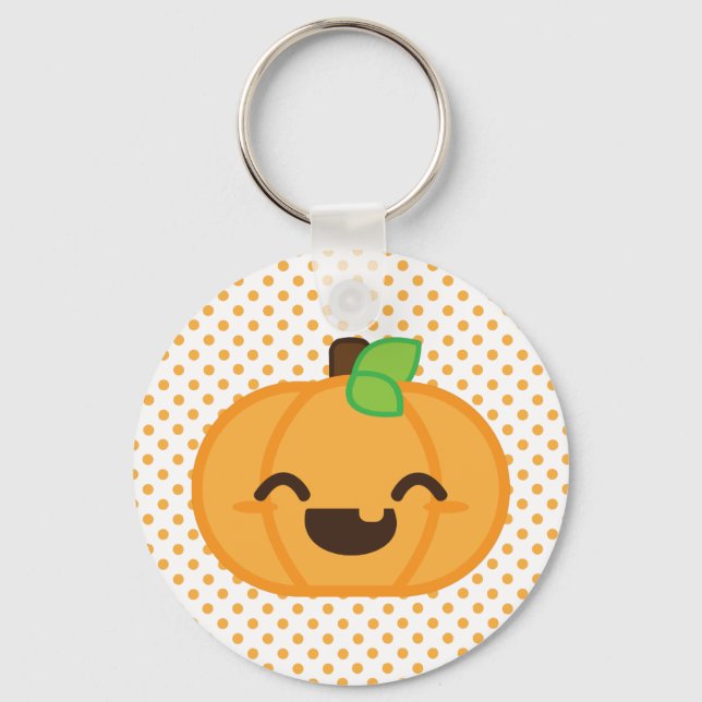 Kawaii Jack O Lantern Pumpkin Keychain (Front)