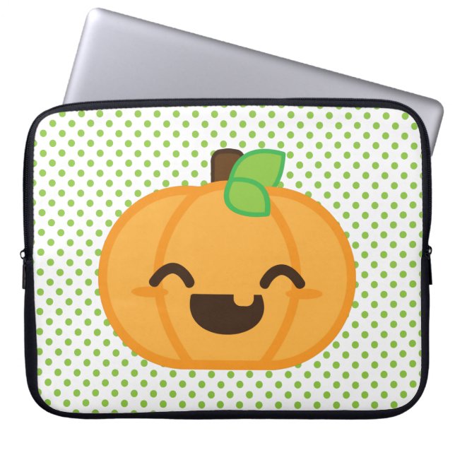 Kawaii Jack O Lantern Pumpkin Laptop Sleeve (Front)
