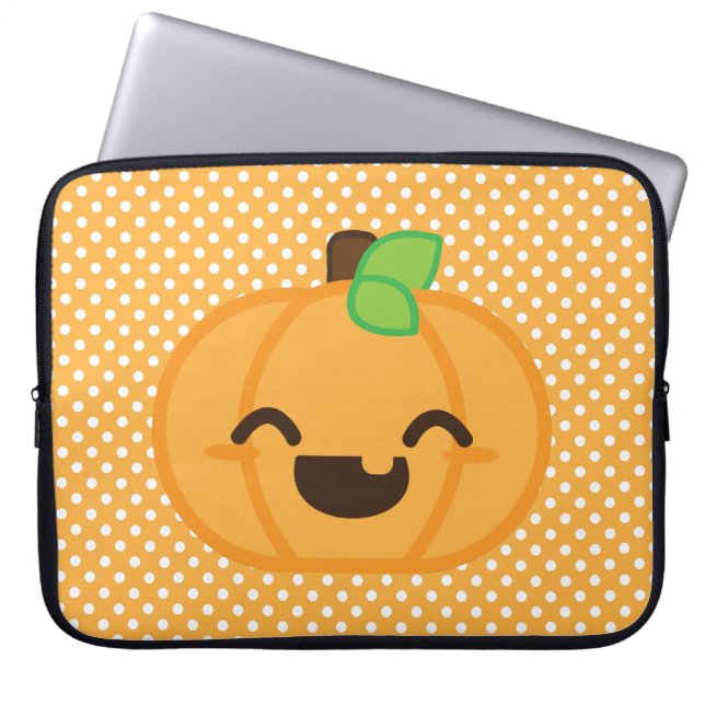 Kawaii Jack O Lantern Pumpkin Laptop Sleeve (Front)