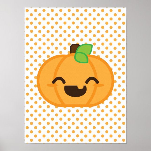 Kawaii Jack O Lantern Pumpkin Poster Print (Front)