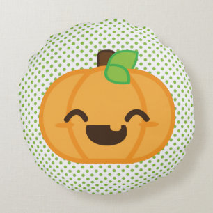 Kawaii Jack O Lantern Pumpkin Round Pillow