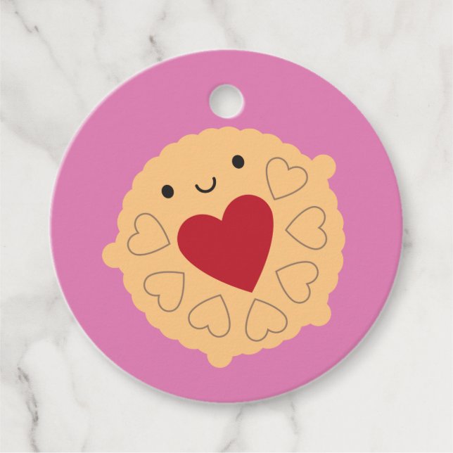 Kawaii Jammie Dodger Biscuit Favour Tags (Front)