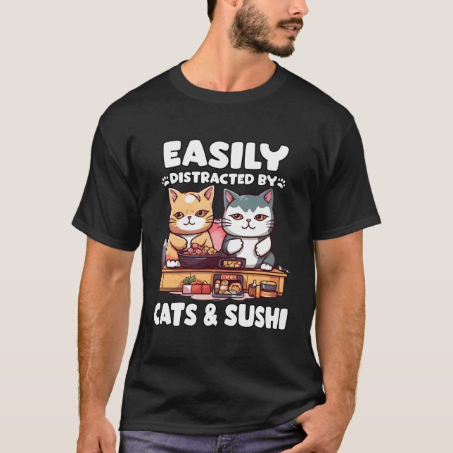 Kawaii Japan Neko Sushi Bowl Katzen Ra Otaku T-Shirt (Front)