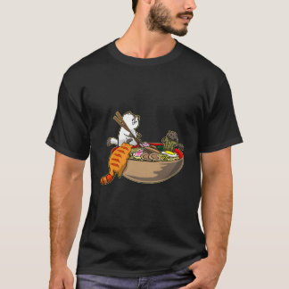 Kawaii Japanese Anime Cats Eating Ra Noodle T-Shirt