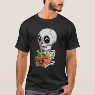 kawaii japanese anime Skeleton Halloween ramen Foo T-Shirt
