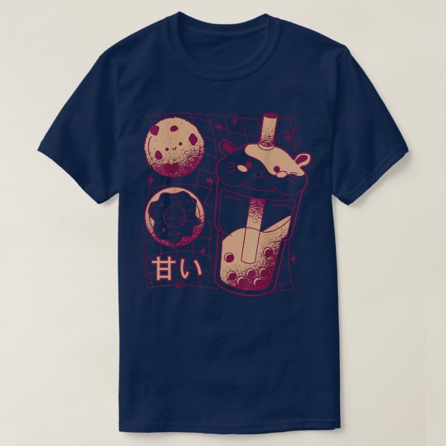 Kawaii Japanese Boba Tea Guinea Pig Donut Cookie G T-Shirt (Design Front)