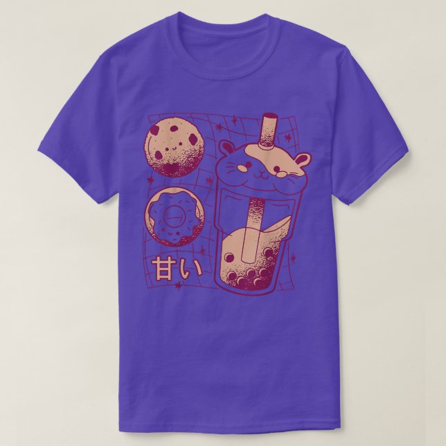 Kawaii Japanese Boba Tea Guinea Pig Doughnut Cooki T-Shirt (Design Front)