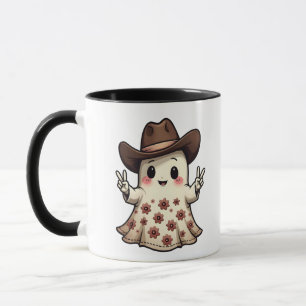Kawaii Japanese Pastel Cowboy Ghost Halloween  Mug