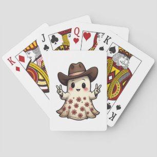 Kawaii Japanese Pastel Cowboy Ghost Halloween Playing Cards