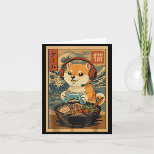 Kawaii Japanese Ramen Dog Retro Gaming Shirts For Card