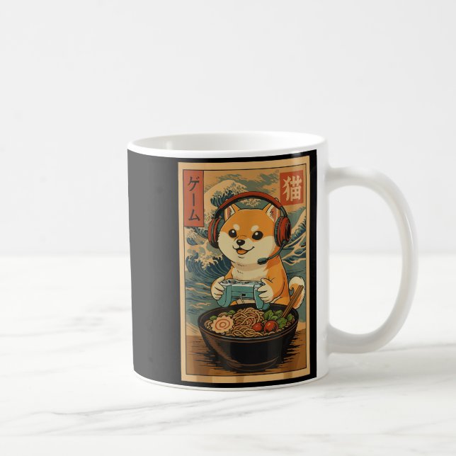 Kawaii Japanese Ramen Dog Retro Gaming Shirts For  Coffee Mug (Right)
