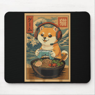 Kawaii Japanese Ramen Dog Retro Gaming Shirts For  Mouse Pad