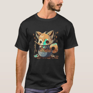Kawaii Japanese Style Red Fox Ramen Noodles Anime  T-Shirt