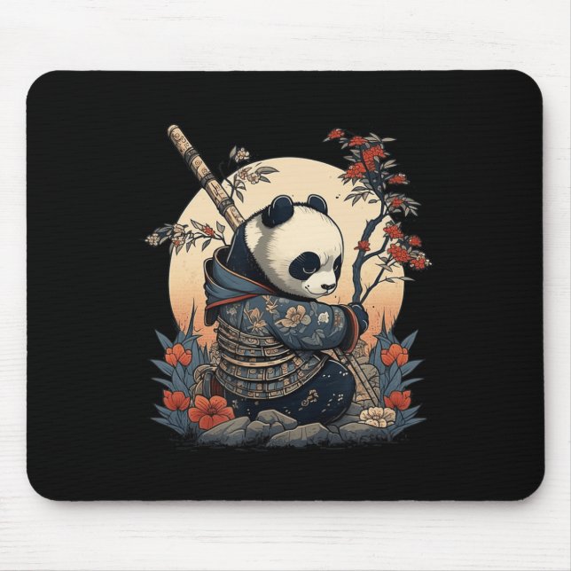 Kawaii Japanese Style Samurai Anime Panda  Mouse Pad (Front)