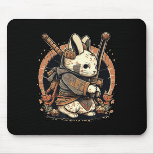 Kawaii Japanese Style Samurai Bunny Anime  Mouse Pad
