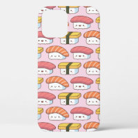 Kawaii Japanese Sushi Food Doodle Pattern Pink