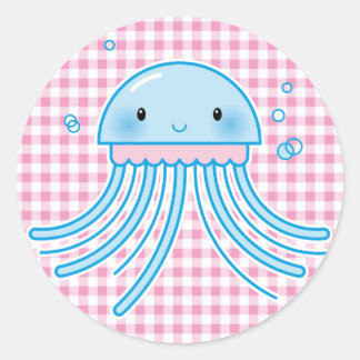 Kawaii jellyfish classic round sticker