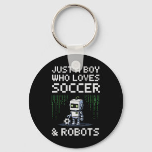 Kawaii Just Boy Who Loves Soccer And Robots Winner Key Ring