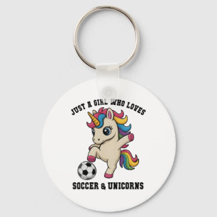 Kawaii Just Girl Who Loves Soccer And Unicorns Sco Key Ring