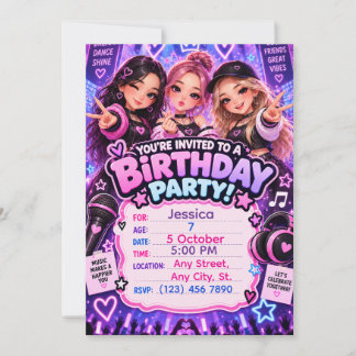 Kawaii K-Pop Birthday Invitation | Any Age